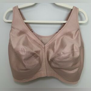 Glamorise 1265 Front Close Wireless Bra Tan Nude Plus Size Full Coverage 44J‎